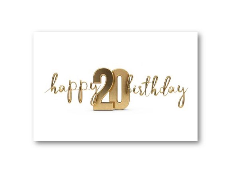50 stk | Happy birthday, 20 år | 10x15 cm