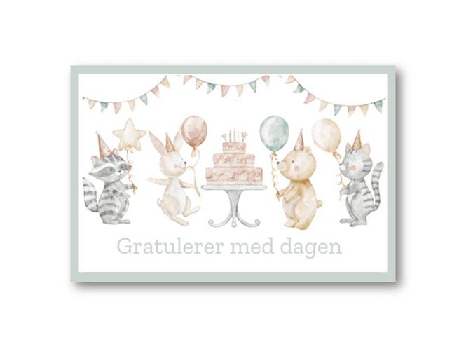 Hovedbilde 50 stk | Gratulerer med dagen dyr| 10x15 cm