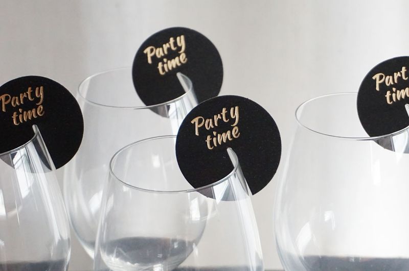 25 stk | Dekor til vinglass, Partytime, 8 stk